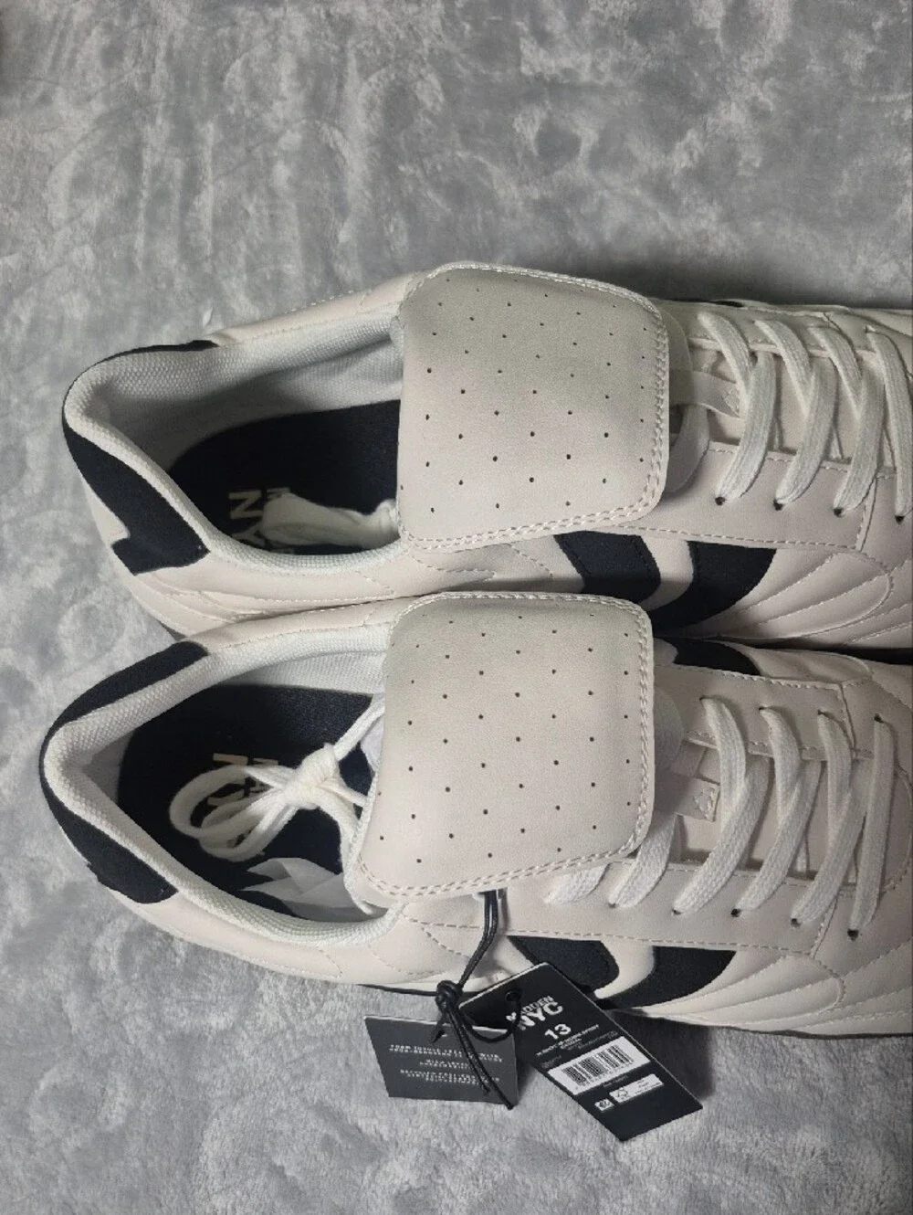 Madden NYC Men’s White Athletic Sneakers with Black Accents